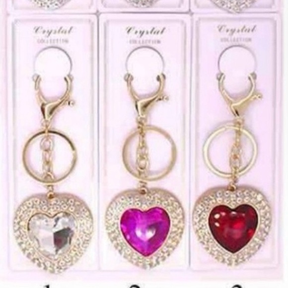 Heart Crystal Keychain (Diamond, Pink, Red) - Picture 3 of 3